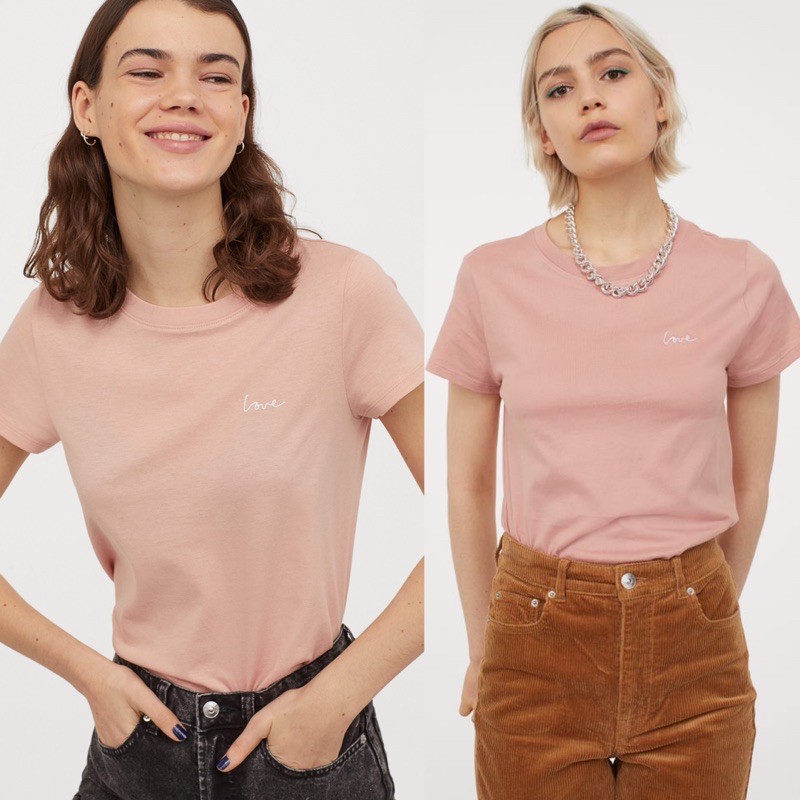 Kaos Wanita T Shirt H M Powder Pink Love Shopee Indonesia Kaos Wanita T Shirt H M Powder Pink Love Shopee Indonesia