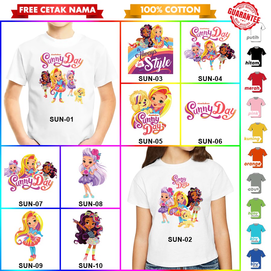 [FREE NAMA!!] Baju Kaos COUPLE ANAK DAN DEWASA SUNNY DAY BANYAK MOTIF