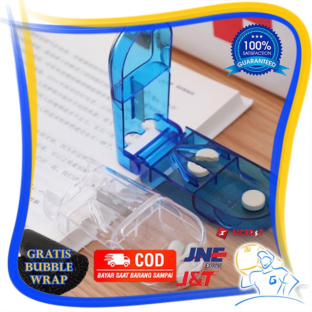 Kotak Obat Potong Pil Alat Pemotong Obat Tablet Medicine Box Organixer Obat Pil tablet Portable