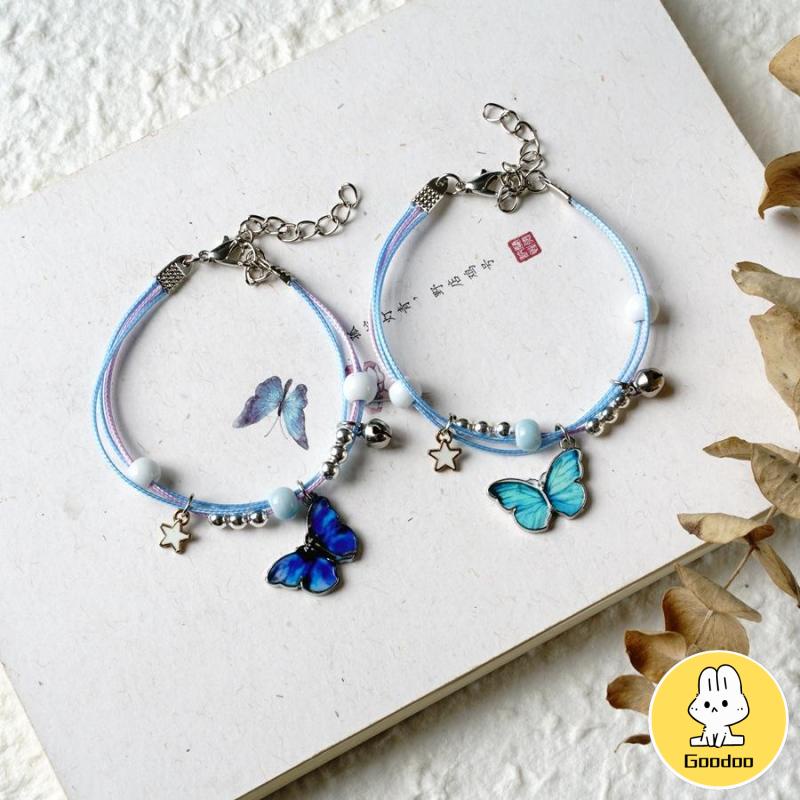 Lucu Fashion Pacar Gelang Biru Kupu-kupu Liontin Tali Tangan Persahabatan Komitmen Mahasiswa Ornamen -Doo