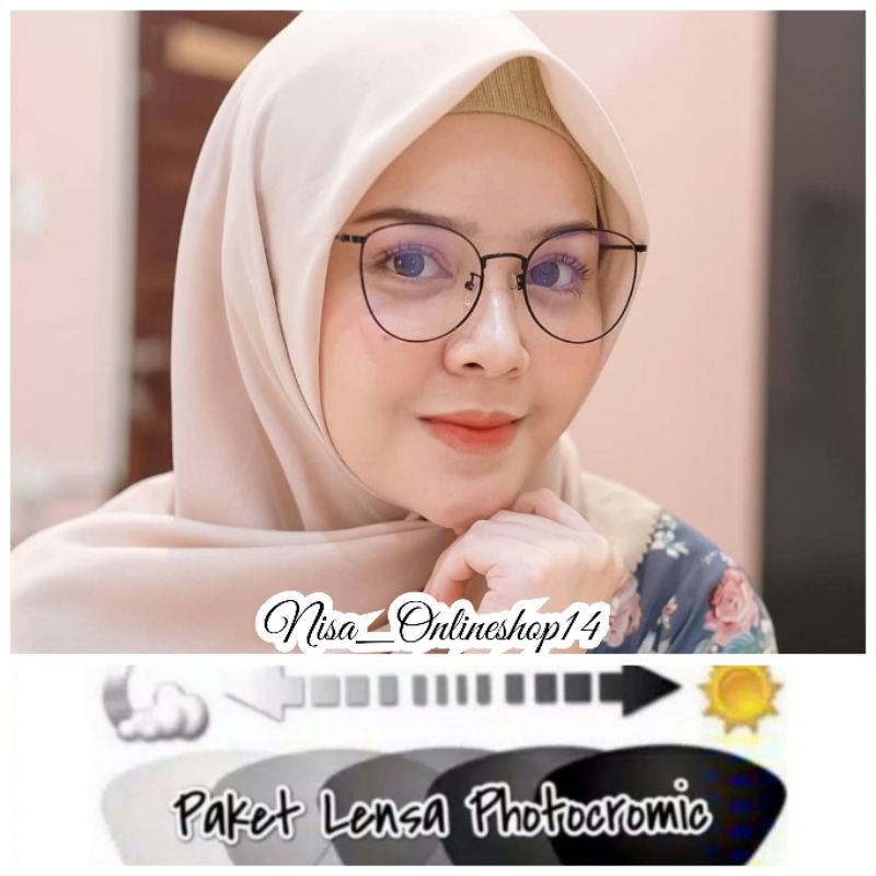 Kacamata minus/Plus/Cylnder || Frame 6037 lensa radiasi UV photocromic