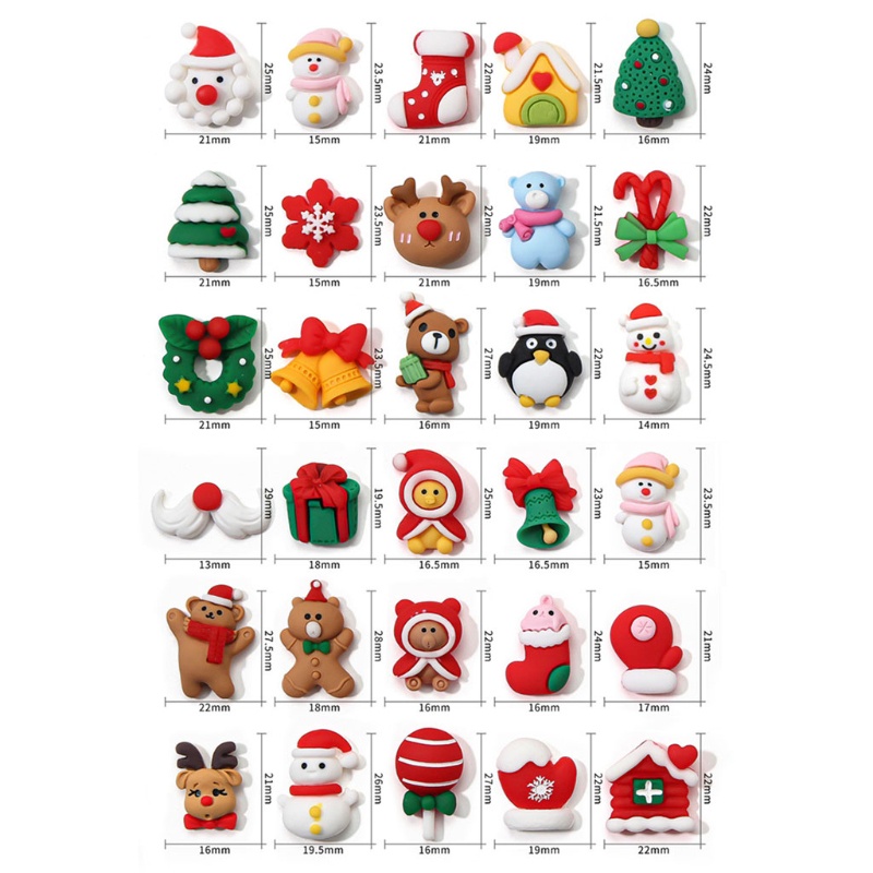 Zzz Ornamen 3D Bentuk Snowflake / Kaos Kaki / Santa Claus / Pohon Natal Bahan Resin Untuk Dekorasi Nail Art