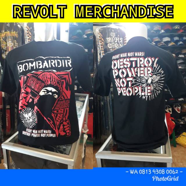 kaos band bombardir (destroy power), kaos band punk, kaos punk, t-shirt bombardir