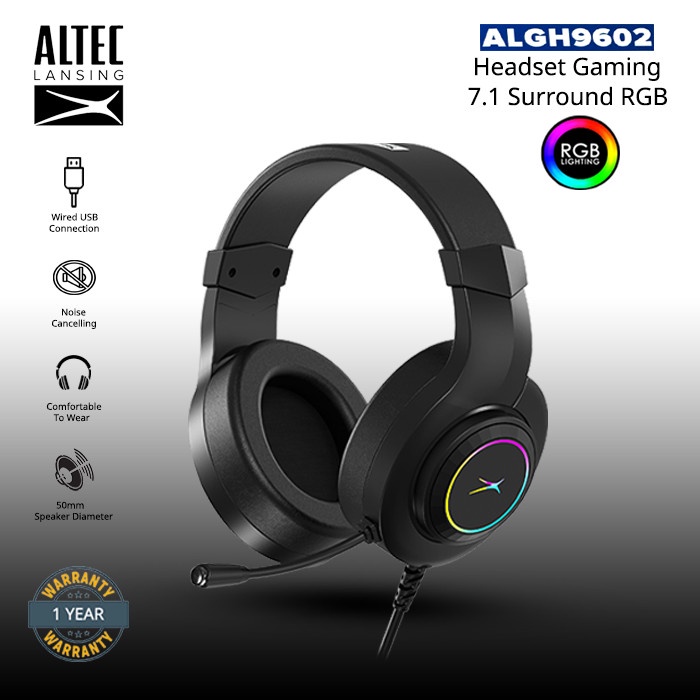 Headset Headphone Gaming Altec Lansing ALGH9602 - RGB - 7.1 SURROUND / ALGH-9602