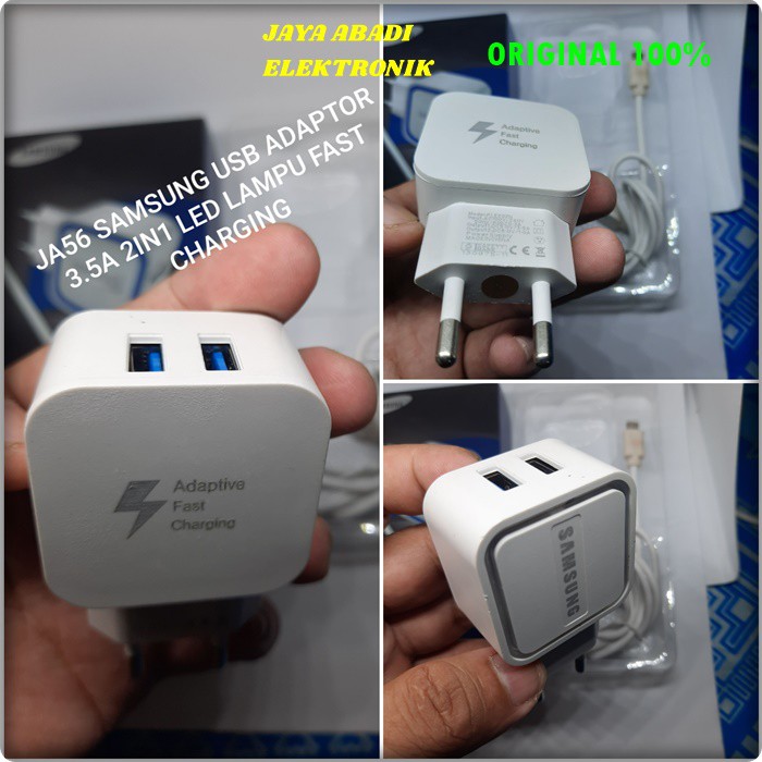 J56 SAMSUNG 3A ADAPTOR 2 USB LED SUPER FAST CHRGING MICRO USB CHARGER CHARGE CAS CASAN QUICK FLASH TRAVEL 2IN1 MIKRO USB LED UNIVERSAL BISA MEREK HANDPHONE ADAPTOR SET  DENGAN KABEL MIKRO USB LEBIH FLEKSIBEL DAN TIDAK MEMAKAN TEMPAT HARGA TERJANGKAU