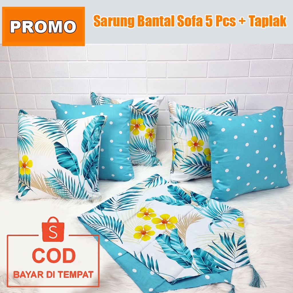 ✅COD Sarung Bantal Kursi Set Taplak Meja Tamu