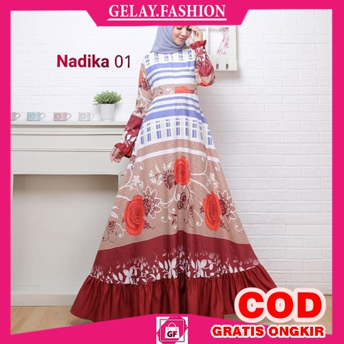 Gamis Modern 2022 Nadika Model Kekinian // Baju Pesta Kondangan Bahan Katun Premium Terbaru