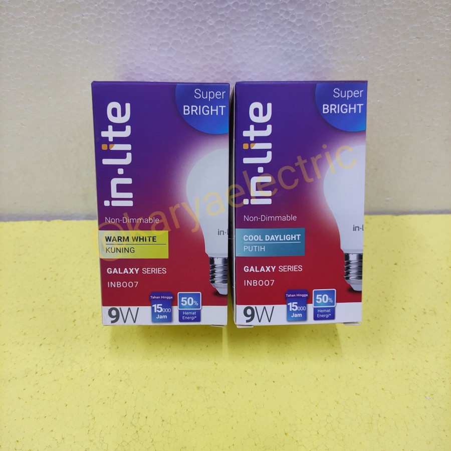 LAMPU LED BULB IN LITE INLITE IN-LITE 9WATT 9W 9 WATT INB007 GARANSI