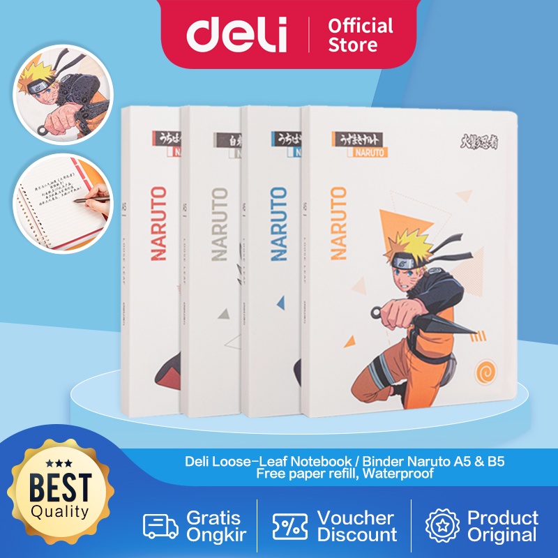 

Deli Loose-Leaf Notebook / Binder Naruto A5 B5 Free Refill Waterproof GHA560B