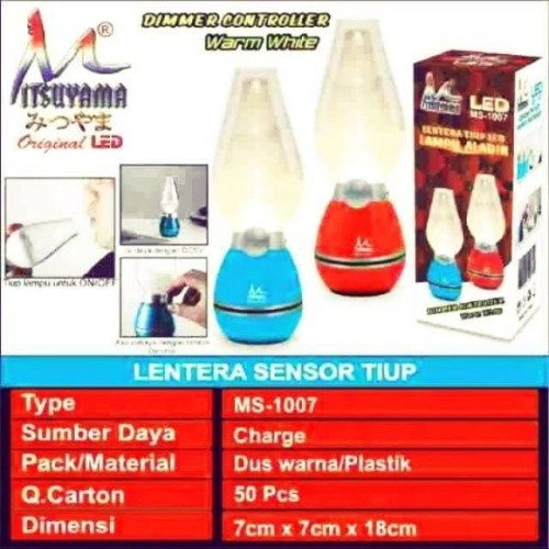 Mitsuyama Lampu Tiup 3 LED Lentera Tiup LED MS1007 lampu tidur teplok sensor tiup