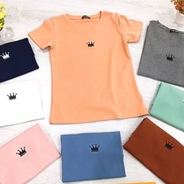 Fourfashion KAOS WANITA ONECK CROWN TEE I  TUMBLR TSHIRT BAHAN SPANDEX