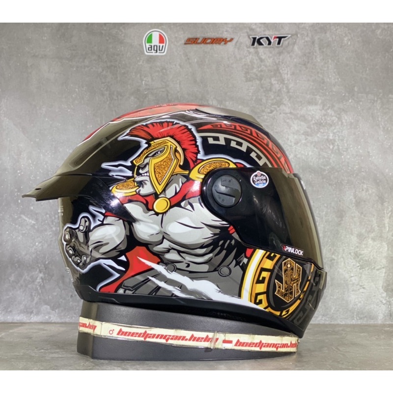 PAKET GANTENG  ZEUS HELM ZS811 AL47 SPARTAN BLACK RED - SPOILER 2D - FULL FACE-4