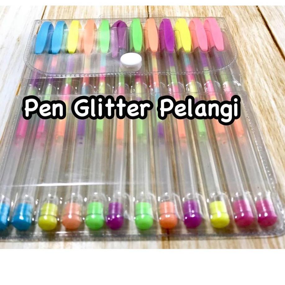 

『HEMAT BESAR!』 Gel pen Glitter Pelangi ColorG el ( 12 pcs) Ready Stok/5.5 STOK READY/HARGA GROSIR >>/STAR BRANDS/Original