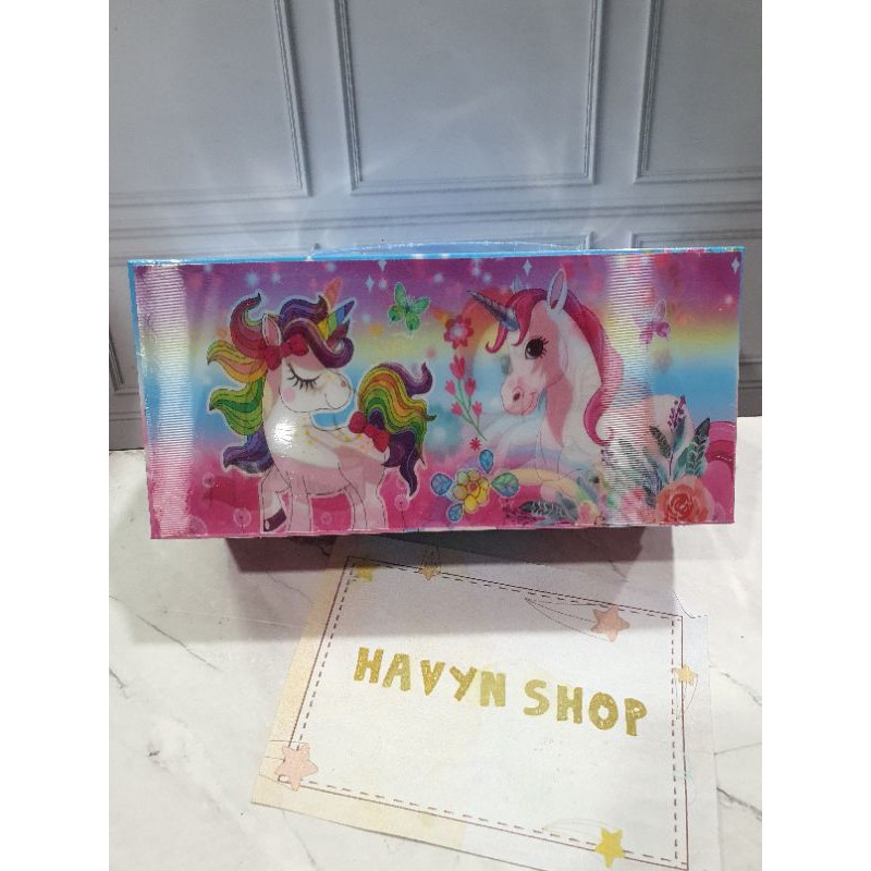 kotak pensil KODE 3 TINGKAT metalik 3dimensi/pencil case password/kotak pin-UNiCORN 3D