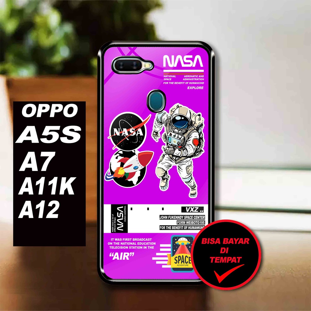 SRC - Case Oppo A5S A7 A12 A11K Casing Hard case 2D Terbaru [ New Nasa Astronot ] - Case hp - Casing