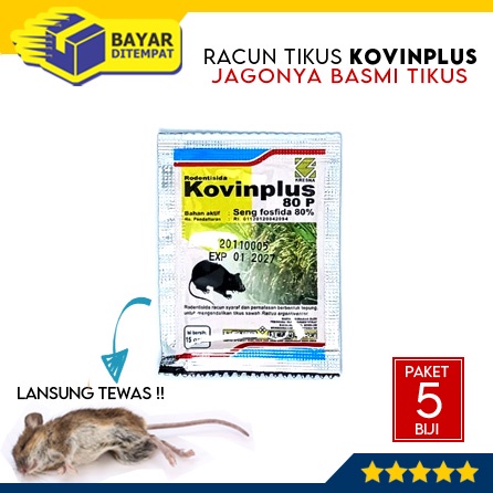 [Paket 5 Biji] Racun Tikus KOVINPLUS KOVIN PLUS Obat Anti Tikus Basmi Pembasmi Ampuh Tuntas 80P 15Gr