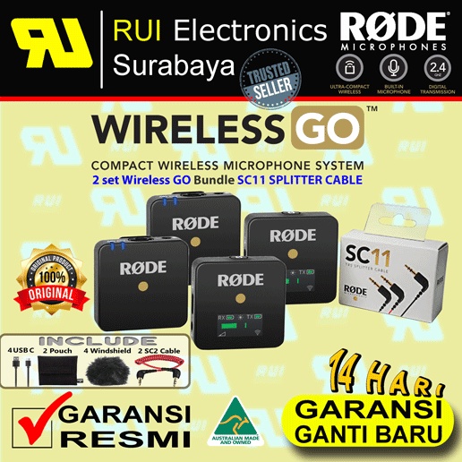 RODE Wireless GO Mic wireless 2X bundle RODE SC11 Splitter Cable