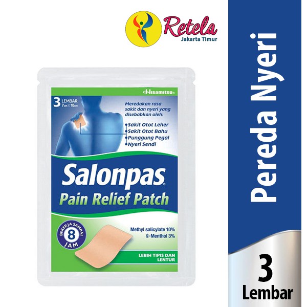 Salonpas Pain Relief Patch Pereda Nyeri Otot, Nyeri Sendi Dan Keseleo - 3 Lembar