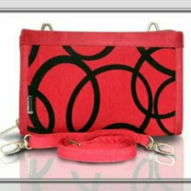 Dompet/Tas etnik HPO Makara Flocking Red