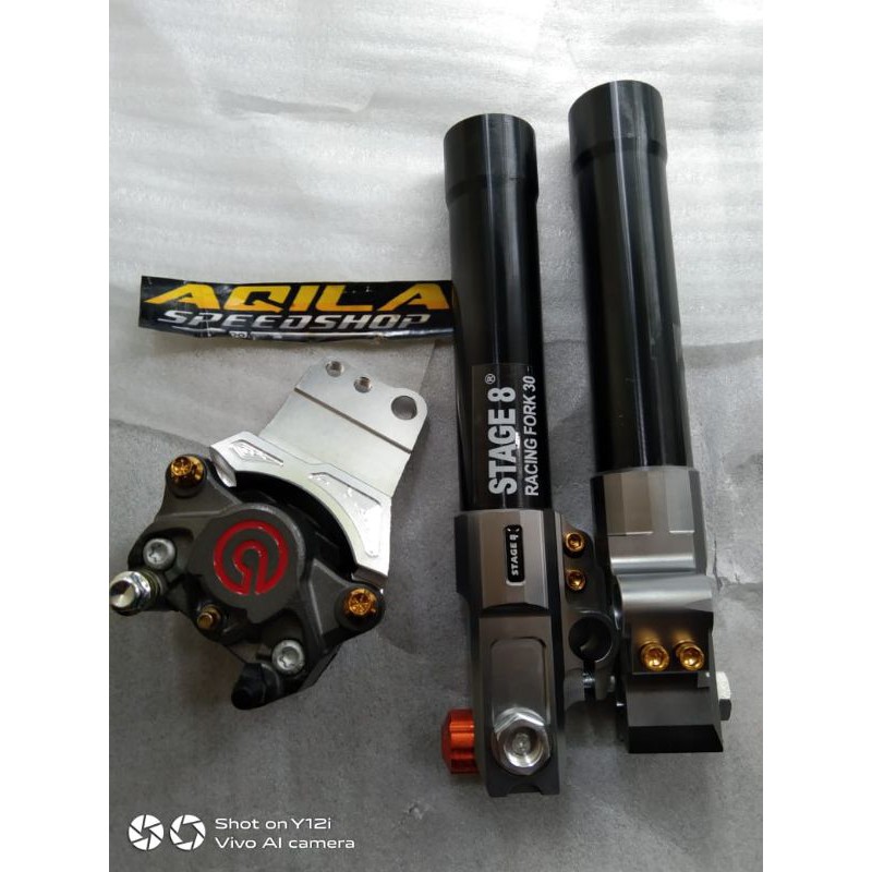 Shock RT Stage 8 Copy Ori dan Breket dan Kaliper Brembo 2p Big Universal Matic dan Non Matic As 26mm
