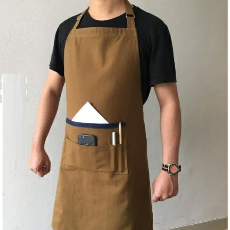 Apron Celemek Masak Barista cotton drill grade A original chef restaurant