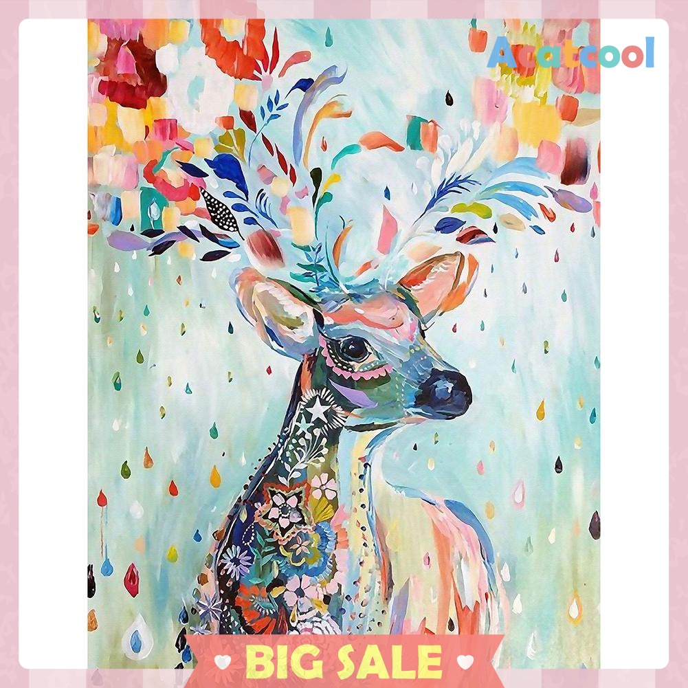 5D DIY Full Drill Diamond Painting Colorful Deer Cross Stitch Embroidery