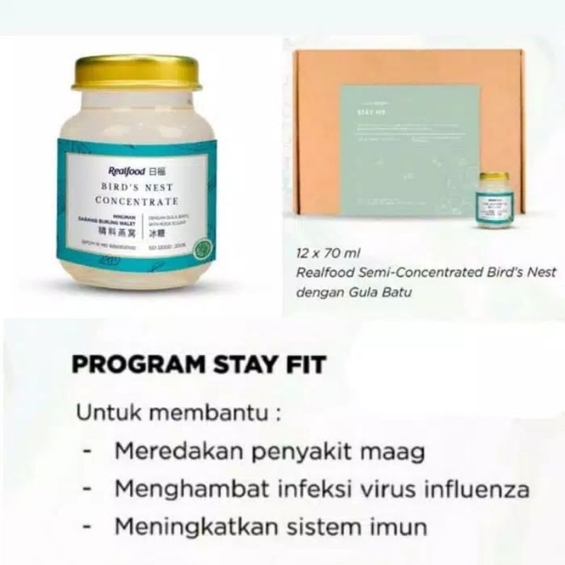 

Realfood Program Stay Fit IMUNITAS 1 BOX (12 BOTOL x 70ml) MINUMAN SARANG WALET ORIGINAL