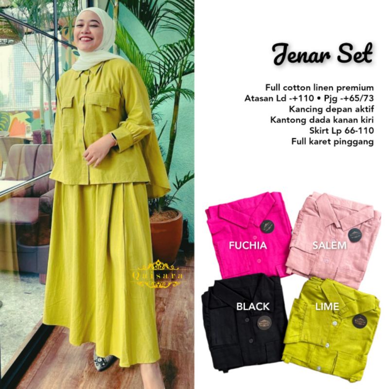 One set wanita-setelan wanita polos (top+rok) linen premium