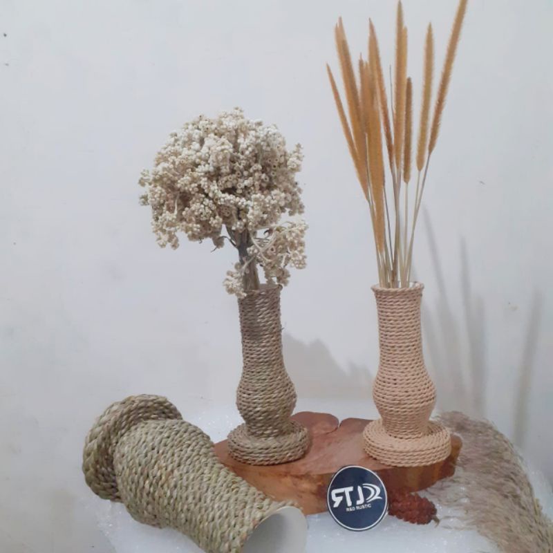 1 set bunga aesthetic, vas aesthetic, vas bunga,  vas bunga kering, dried flower, mini vas