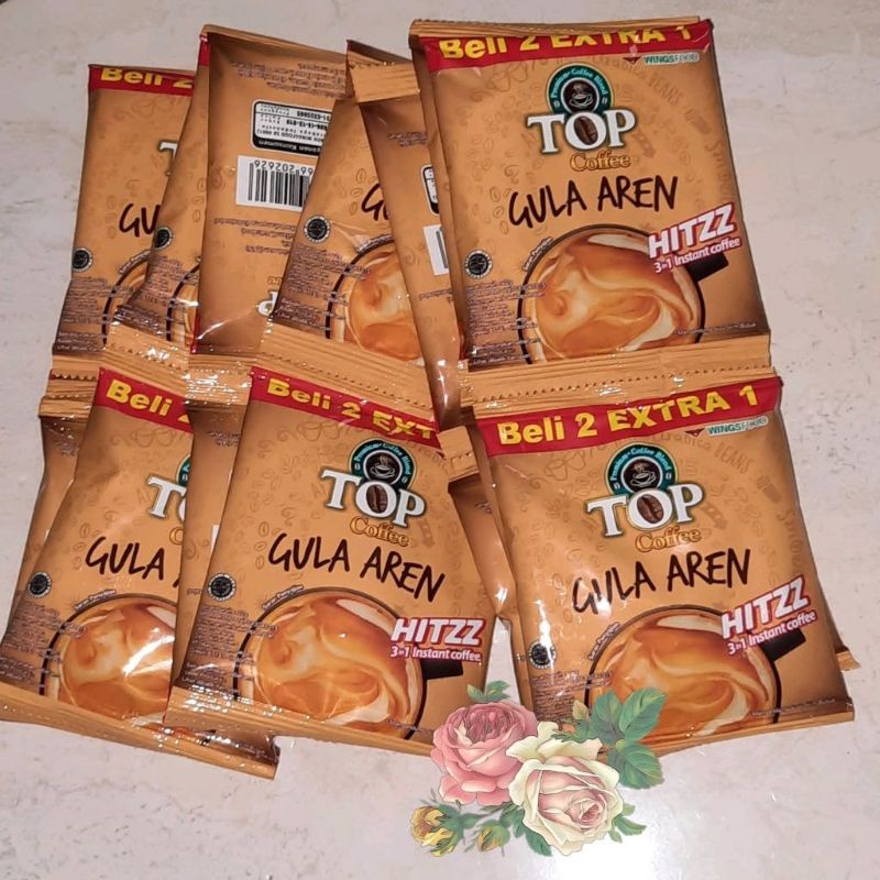 

TOP COFFEE GULA AREN 3 IN 1 HITZZ 10pc x 22gr