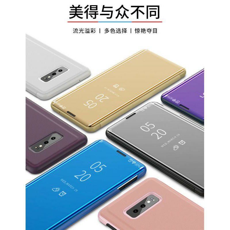 OPPO A3S/REALME C1 CLEAR VIEW STAN FLIP CASE MIROR CASING