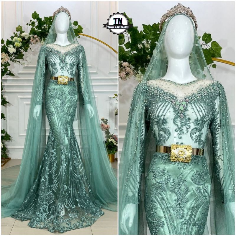 dress pengantin slim payet | baju pengantin akad resepsi | wedding dress