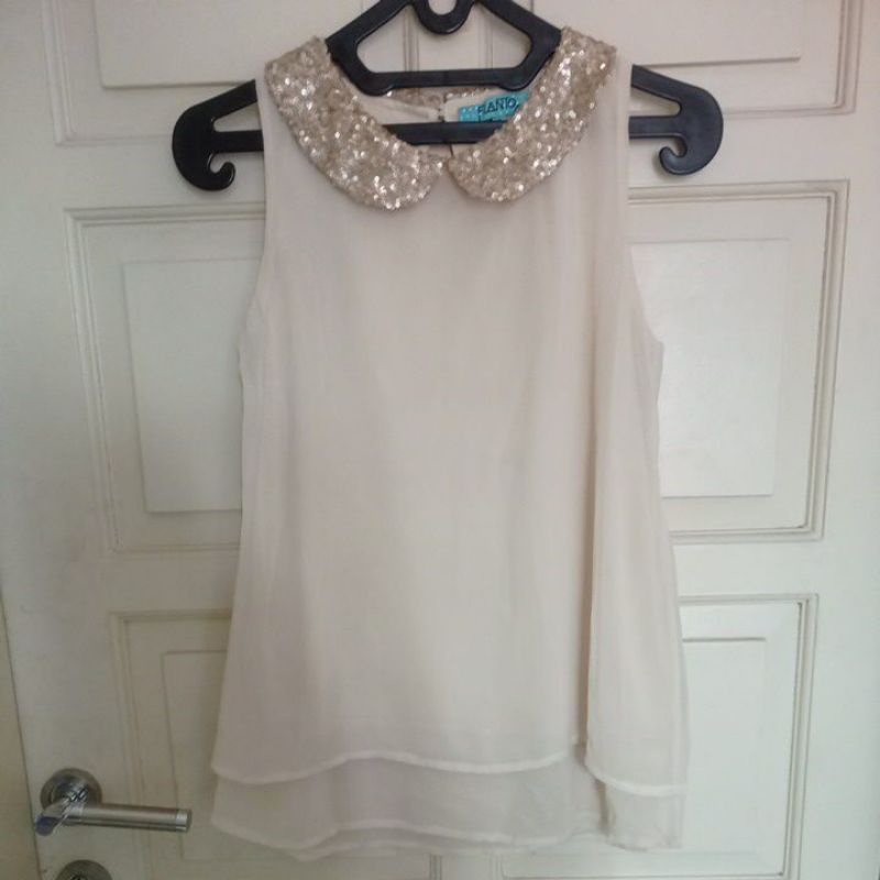 Preloved Filanto - Gold Sequin Cream Blouse