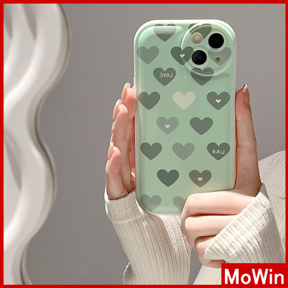 iPhone Case TPU Silicone Soft Case Airbag Shockproof Protection Camera Green Heart Compatible For iPhone 11 Pro Max 13 Pro Max 12 Pro Max 7Plus xr XS Max