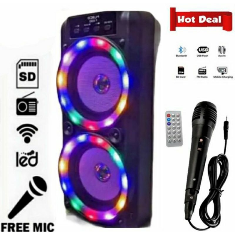 Speaker Bluetooth Fleco F-6582LED Mic karaoke