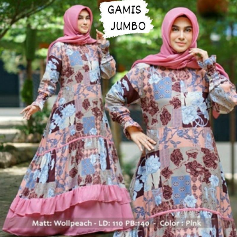 TERMURAH GAMIS JUMBO REAL PIC // MONALISA KOMBI CERUTY BUSUI LD 110CM PJ140 LB 3.5M L - XXL