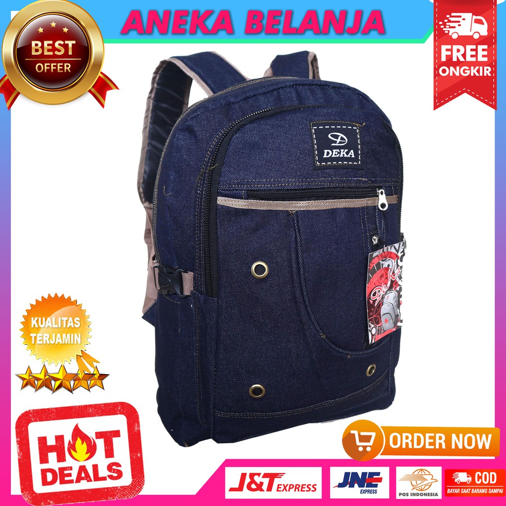 Stock Terbatas Tas Ransel Cowok Model Distro Deka Navy Besar Ekonomis Tas Sekolah Kuliah Kerja Bagus