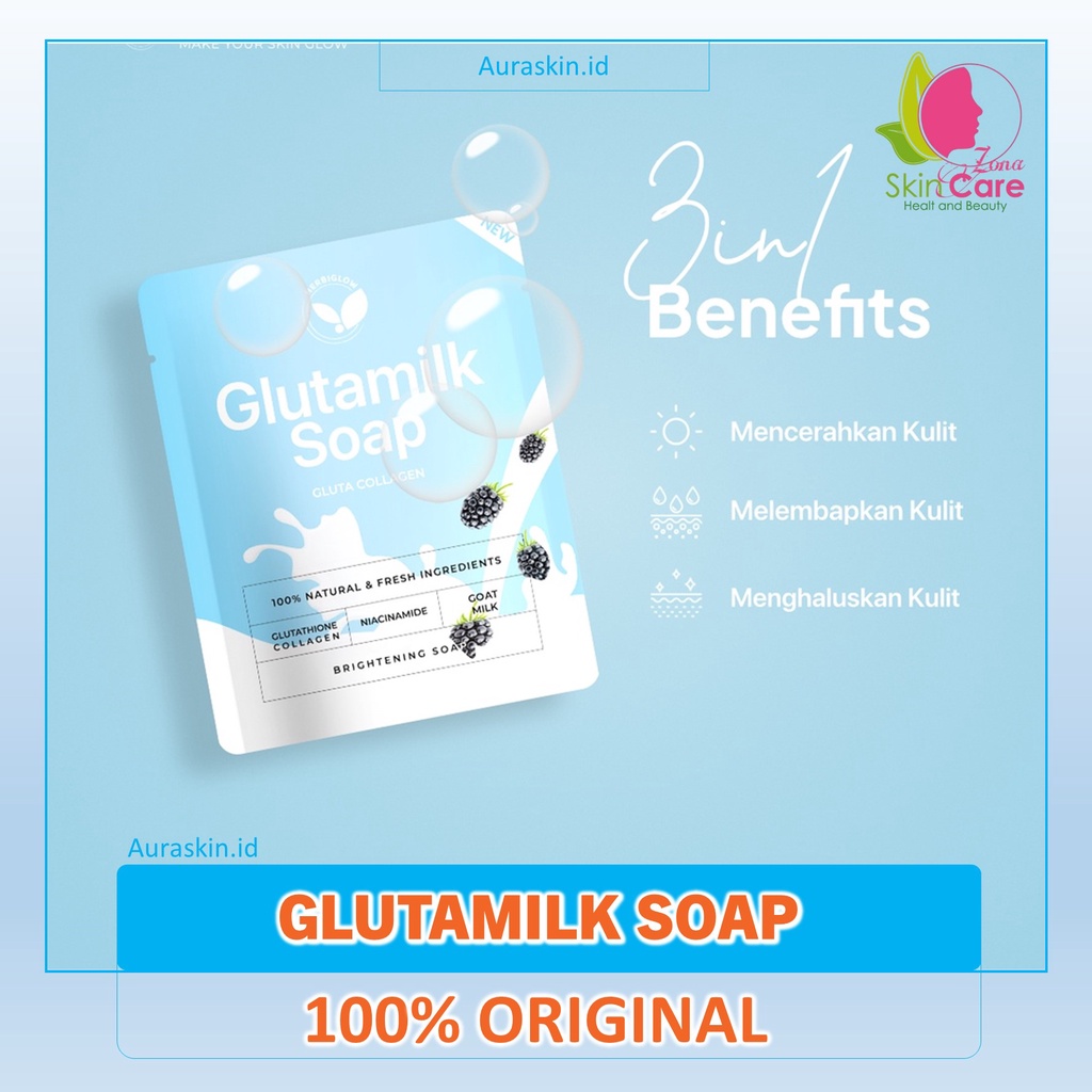 HERBIGLOW GLUTAMILK SOAP GLUTA COLLAGEN SOAP SABUN PEMUTIH WHITENING SOAP GLUTA BRIGHTENING HERBIGLO