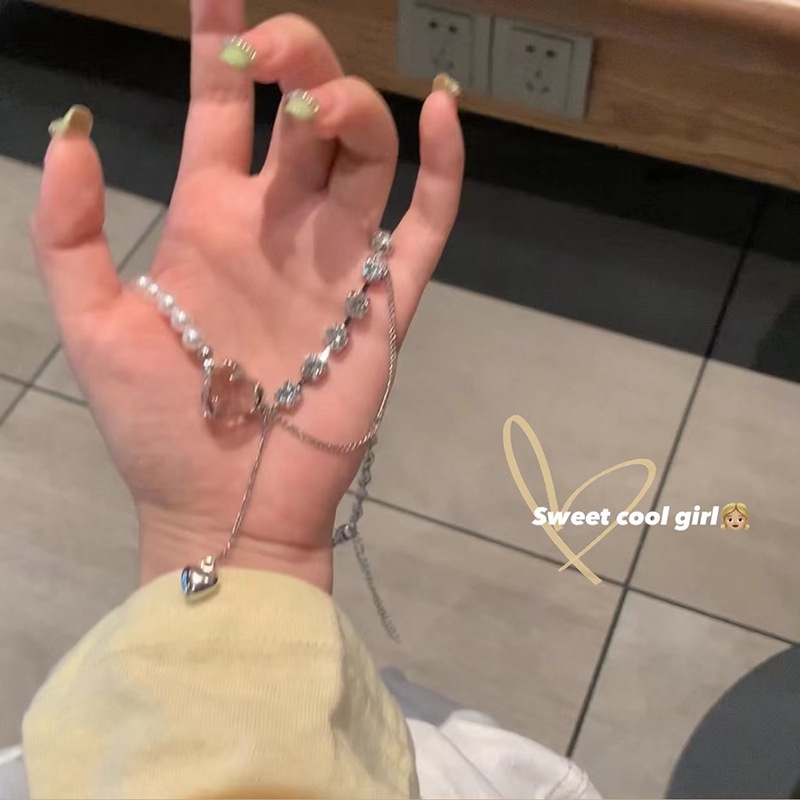 IFYOU Kalung Choker Hias Mutiara Hati Warna Pink Gaya Korea Untuk Wanita
