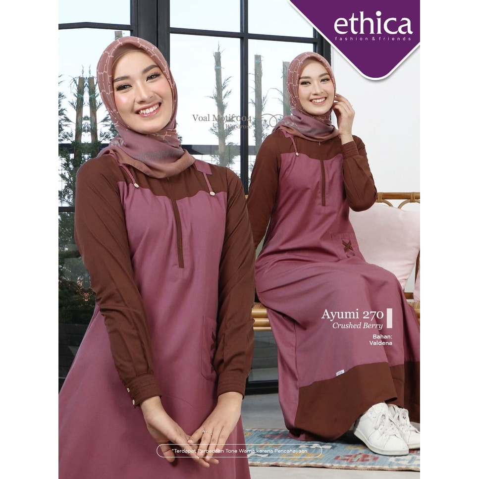 GAMIS SAJA ETHICA ORIGINAL AYUMI 270 CRUSHED BERRY AYUMI 270 DARK SLATE (DO) GAMIS DEWASA GAMIS KERE