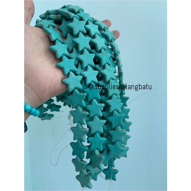 bongkah rough Batu PIRUS BIRU BINTANG 26mm bahan bandul gelang kalung