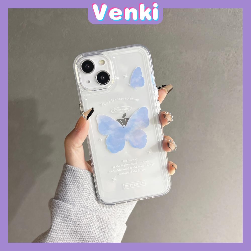 iPhone Case Clear Case Soft Thick TPU Shockproof Super Transparent Protection Camera Plating Button Blue Butterfly For iPhone 13 Pro Max iPhone 12 Pro Max iPhone 11 iPhone 7 Plus