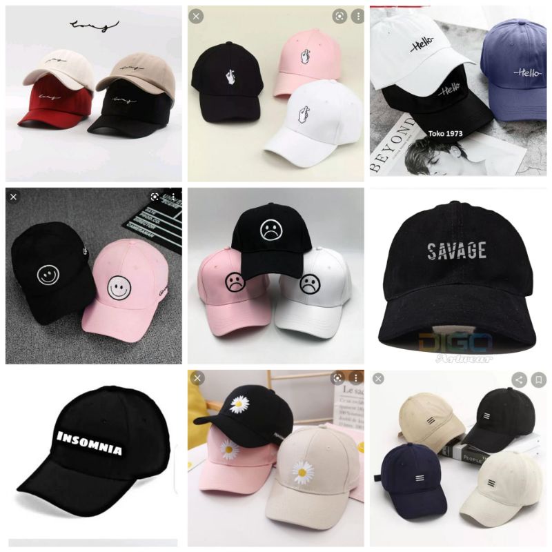 Topi Baseball Pria Wanita Dwasa Bordir Love Hello Smile Sad Sarangeo Savage