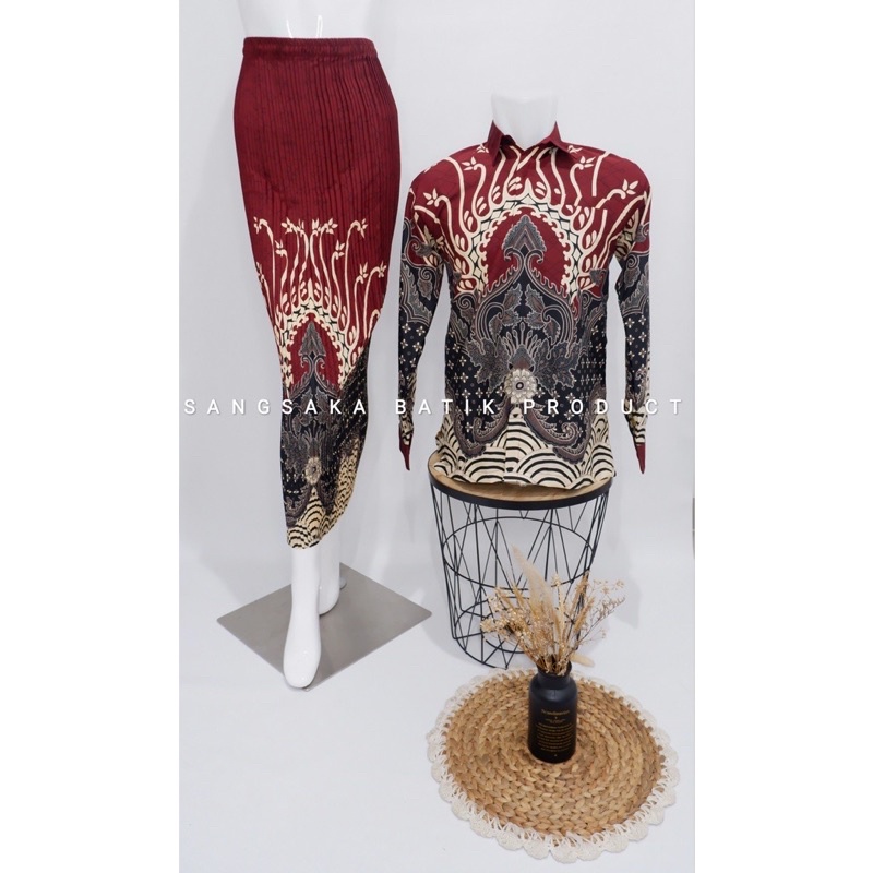 Batik couple / batik set rok / batik + rok / couple batik rok set / batik lengan panjang