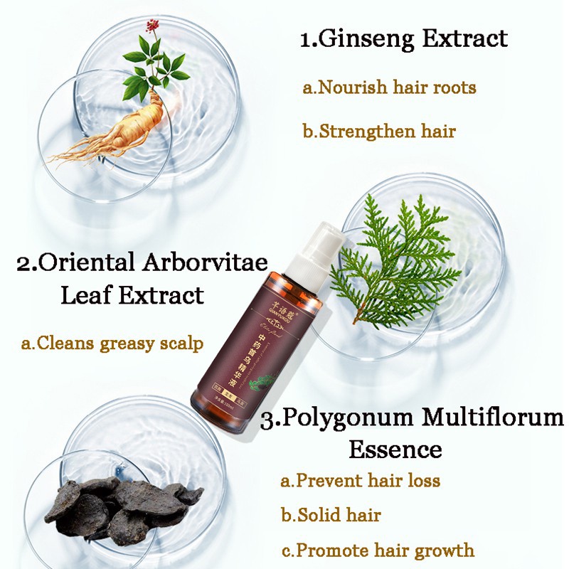 Serum Rambut Hitam Hitam spray 100ml Polygonum Multiflorum Rambut putih alami hingga rambut hitam 100% ekstrak tumbuhan asli Rambut putih tercepat di Indonesia menjadi rambut hitam Rambut hitam permanen Menutrisi Akar Rambut Rambut Putih-6