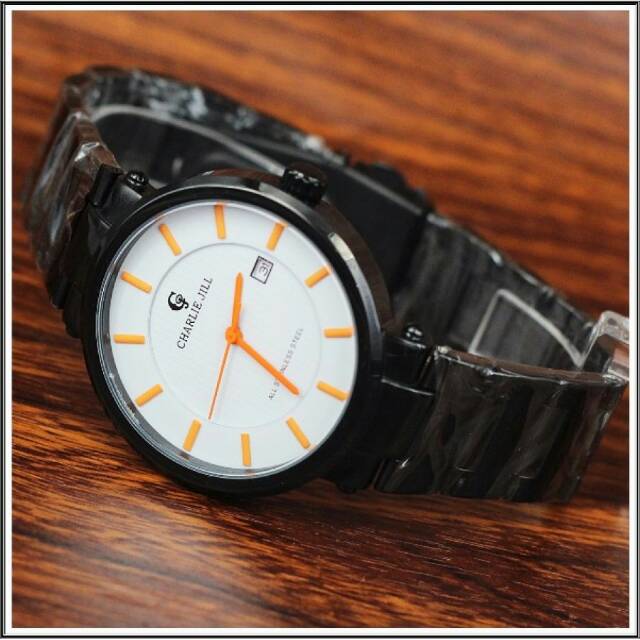 Jam tangan pria Charlie jill original dial orange