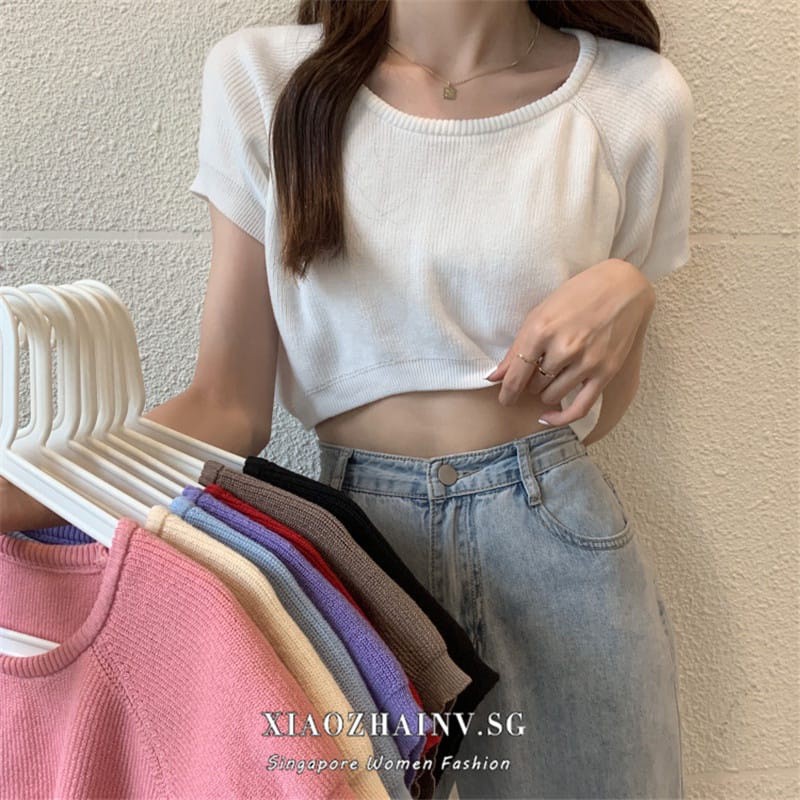 Terbaru Low Crop Oneck RIB / Atasan Crop Top Wanita Korean Style