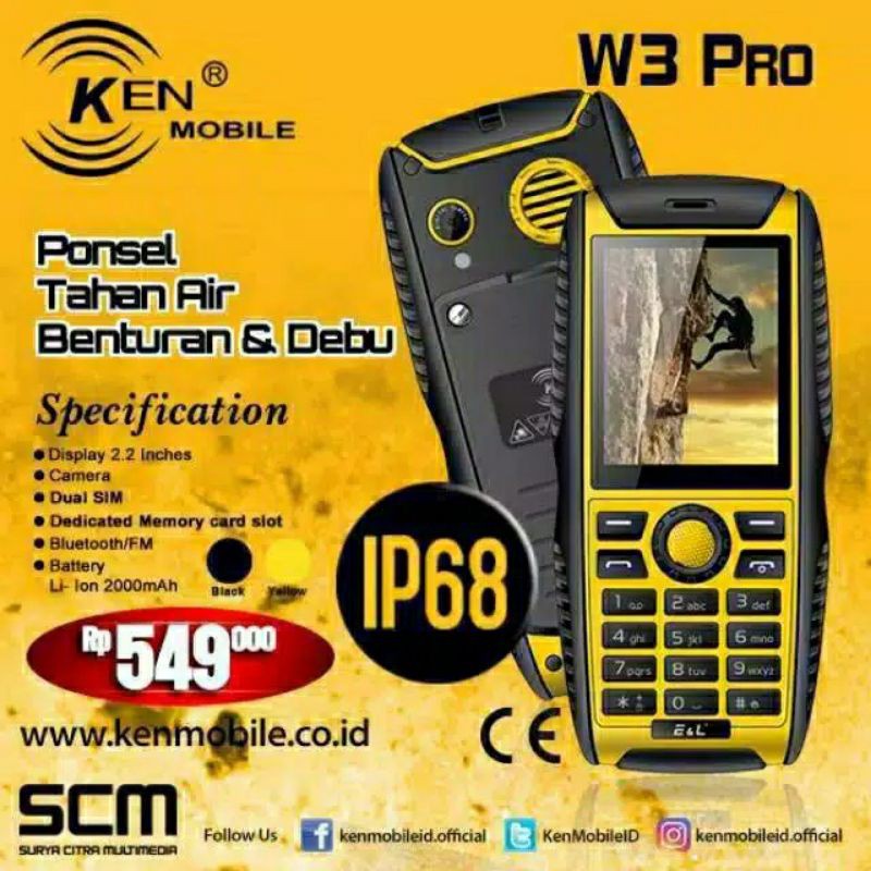 hp ken mobile w3 pro IP68 outdoor handphone tangguh grs resmi-3