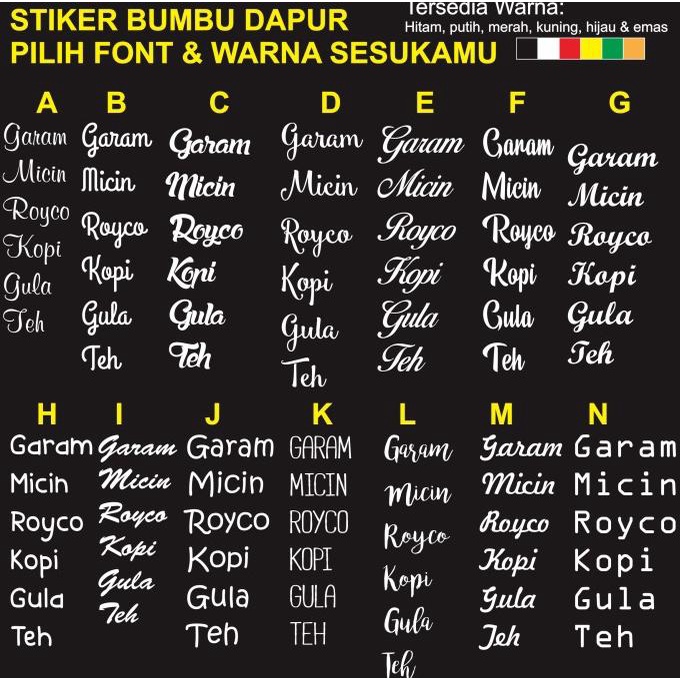

stiker cutting Nama bumbu cocok Lebel Toples boto dll