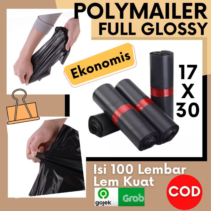 [17x30] 100 LBR PLASTIK POLYMAILER EKONOMIS  FULL GLOSSY